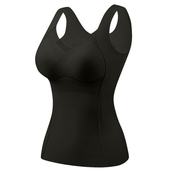 Mepaouo Sleeveless Thermal Tank Top for Women Sweetheart Neck Fleece Camisole Warm Base Layer(Black,XL)