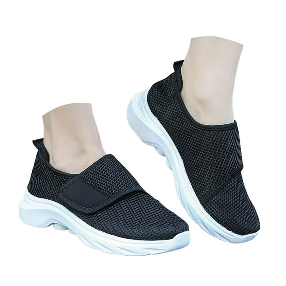 Mepaouo Slip on Orthopedic Sneakers for Women Breathable Mesh Knitted Woven Low Top Walking Shoes