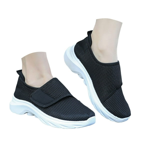 Mepaouo Slip on Orthopedic Sneakers for Women Breathable Mesh Knitted Woven Low Top Walking Shoes