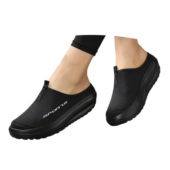 Mepaouo Slip on Platform Mules for Women Arch Support Wedge Sneakers Orthopedic Walking Slides Shoes