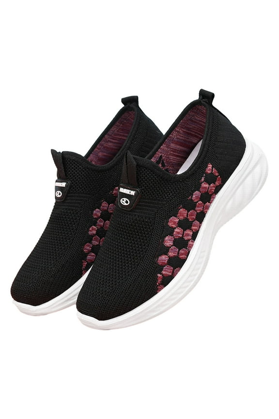 Slip on Sneakers Women Arch Support Memory Foam Mesh Tennis Running Walking Shoes(Black,7.5)