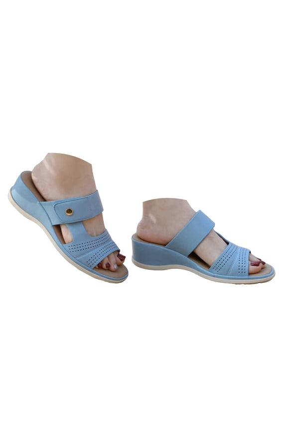 Slip on Wedge Sandals for Women Open Toe Summer Beach Shoes Comfortable Dressy Mules Slides