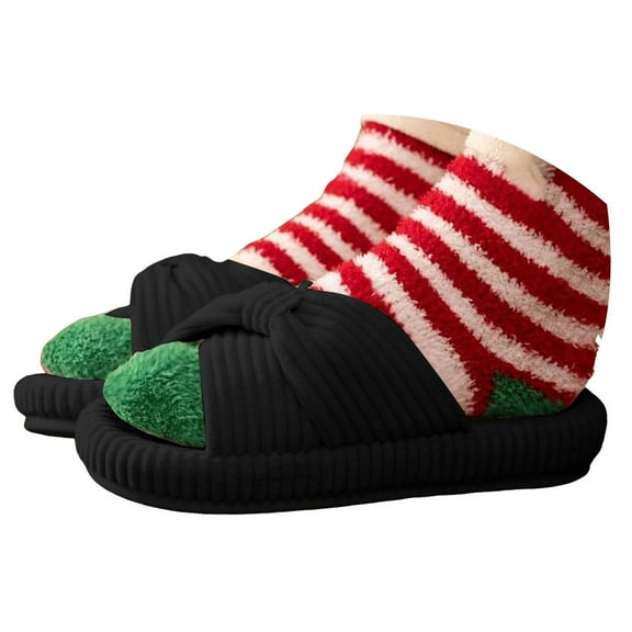 Mepaouo Slippers for Women Memory Foam House Bedroom Corduroy Bow Crossbands Slide Slipper Shoes Size 6