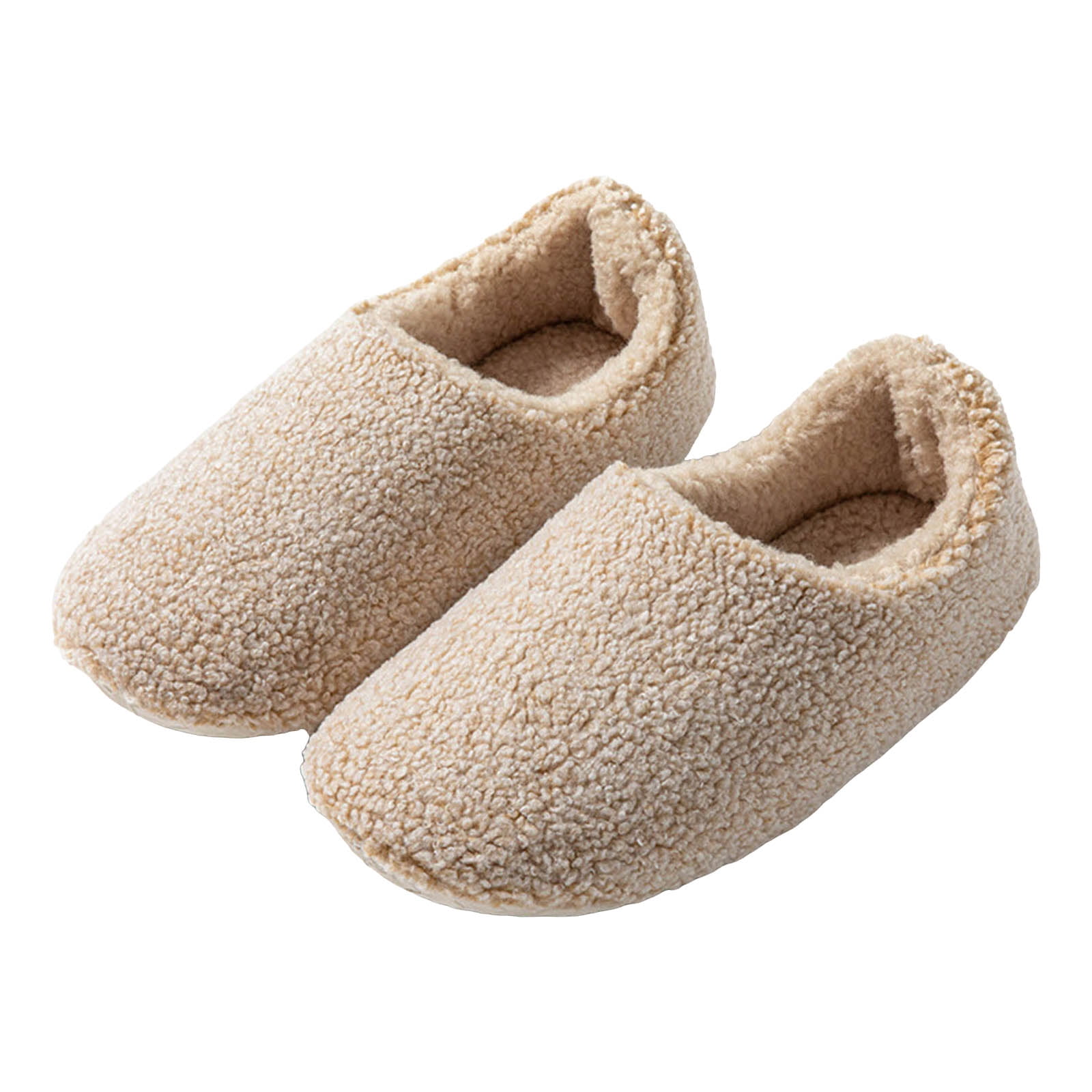 Plush Fuzzy Slip-On Slippers in Light Beige Nike Size 12 Men Mukluks Slippers Shoes Womens Size 7.5 Beige Fuzzy Faux Fur  main image 4