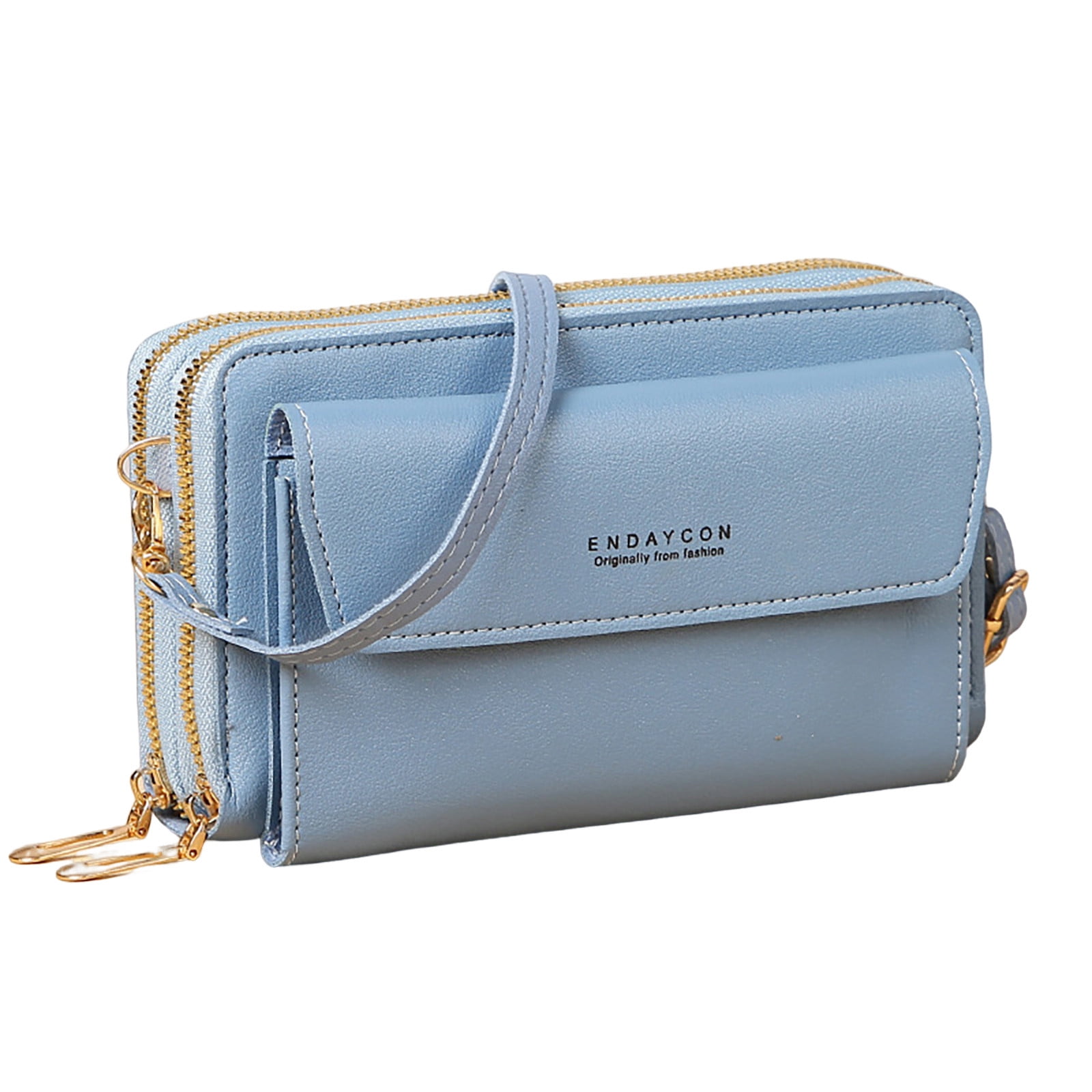 Mepaouo Small Crossbody Bag for Women Trendy Cell Phone Phone Wallet Purse with Double Zippers(Blue)