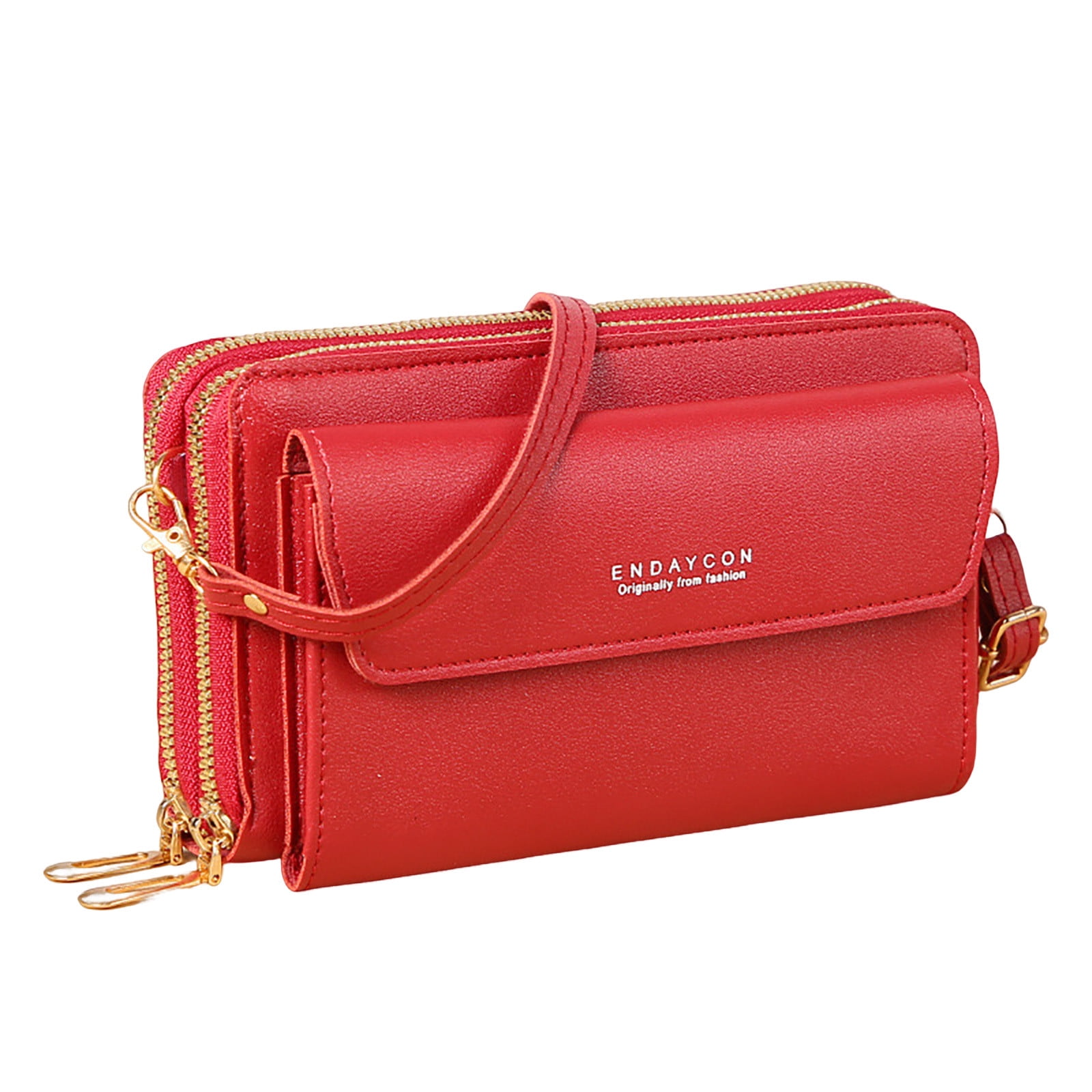 Mepaouo Small Crossbody Bag for Women Trendy Cell Phone Phone Wallet Purse with Double Zippers(Red)