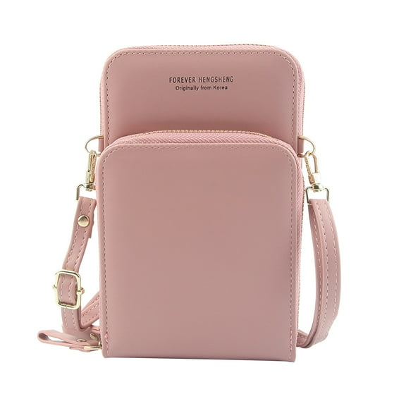 Mepaouo Small Crossbody Cell Phone Bag for Women Mini Shoulder Handbag Purse with Credit Card Slots(Pink)