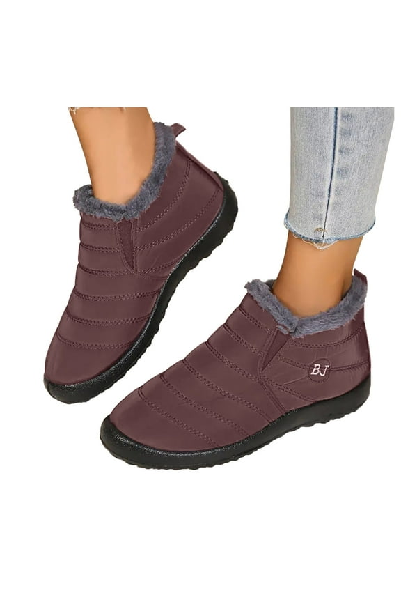 Snow Boots for Women Lightweight Warm Winter Boots Slip on Casual Shoes Waterproof Short Booties(Coffee,11.5)
