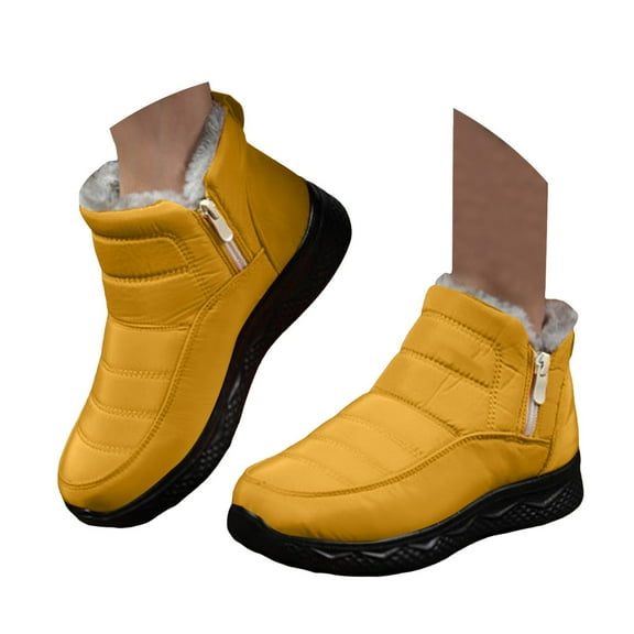 Mepaouo Snow Boots for Women Warm Fleece Lined Waterproof Outdoor Winter Shoe Booties(Yellow,8)