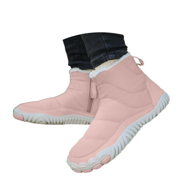 Mepaouo Snow Boots for Women Winter Lined Anti Slip Walking Boots Side Zipper Ankle Booties