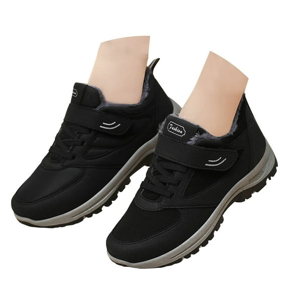 Mepaouo Snow Boots for Women Winter Waterproof Fleece Lined Slip on Walking Ankle Booties(Black,7.5)