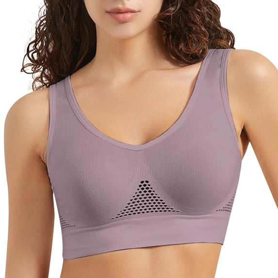 Mepaouo Sports Bras for Women High Support Breathable Push Up Bras Mesh Full Coverage Air Yoga Bras