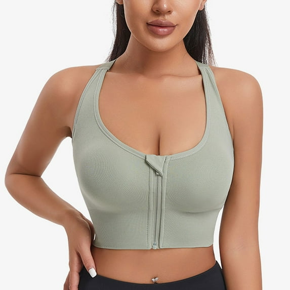 Mepaouo Sports Bras for Women Zipper Front Closure Workout Bra Criss Cross Crop Tank Tops Yoga Camisole