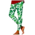 thumbnail image 1 of Mepaouo St. Patrick's Day Leggings High Waist Green Clover Leaves Tights Workout Yoga Pants Sizes S-2X, 1 of 5