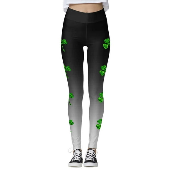 Mepaouo St Patricks Day Leggings for Women Tummy Control Casual Workout Soft Yoga Pants Sizes S-2X