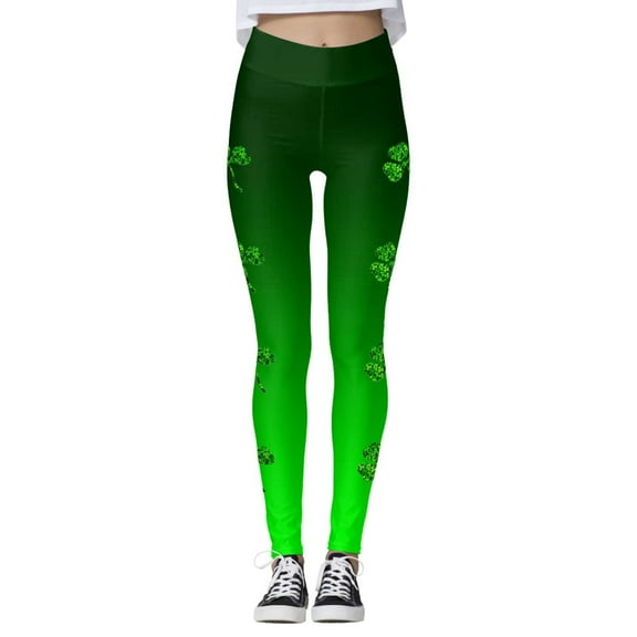 Mepaouo St Patricks Day Leggings for Women Tummy Control Casual Workout Soft Yoga Pants Sizes S-2X