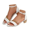 thumbnail image 1 of Mepaouo Strappy Heels for Women Ankle Strap Low Chunky Heeled Sandals Wedding Party Casual Dress Shoes, 1 of 8