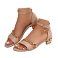 thumbnail image 1 of Mepaouo Strappy Heels for Women Ankle Strap Low Chunky Heeled Sandals Wedding Party Casual Dress Shoes, 1 of 7