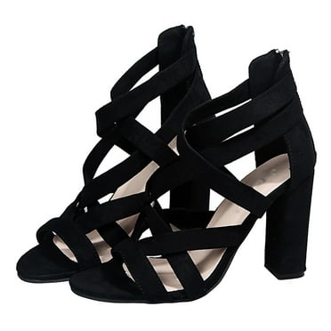 Mepaouo Strappy Platform Dress Shoes High Heel Peep Toe Heels Shoes Suede Pumps Sandals