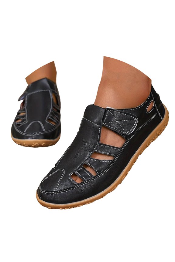 Summer Closed Toe Sandals for Women Ankle Strap Dressy Orthopedic Walking Slip on Flat Shoes