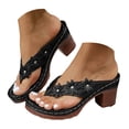 thumbnail image 1 of Mepaouo Summer Heeled Sandals for Women 2025 Orthopedic Dressy Chunky Heels Wedge Dressy Thong Flip Flops, 1 of 9