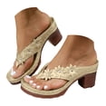 thumbnail image 1 of Mepaouo Summer Heeled Sandals for Women 2025 Orthopedic Dressy Chunky Heels Wedge Dressy Thong Flip Flops, 1 of 8
