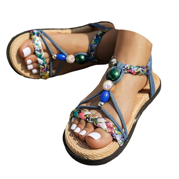 Mepaouo Summer Sandals for Women 2025 Bohe Beach Vintage Wedge Sandalias Wide Width Dressy Shoes