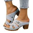 thumbnail image 1 of Mepaouo Summer Sandals for Women Arch Support Chunky Wedge Sandals Open Toe Hollow out Dressy Shoes, 1 of 8