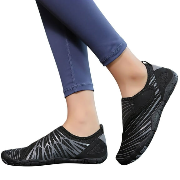 Mepaouo Swim Water Shoes Women Men Zero Drop Athletic Quick Dry Barefoot Aqua Sneakers for Water Sports(Black,8.5)