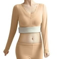 thumbnail image 1 of Mepaouo Thermal Shirts for Women Fleece Lined Thermal Basic Layer Long Sleeve Undershirt(Beige,2XL), 1 of 8
