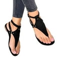thumbnail image 1 of Mepaouo Thong Flat Sandals Casual Dress Sandal Adjustable Ankle Buckle Dress Walking Shoes Black Size 9, 1 of 6