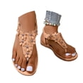 thumbnail image 1 of Mepaouo Thong Flat Sandals for Women Casual T-Strap Dress Slip on Shoes Elastic Band Flip Flops Khaki 6, 1 of 8