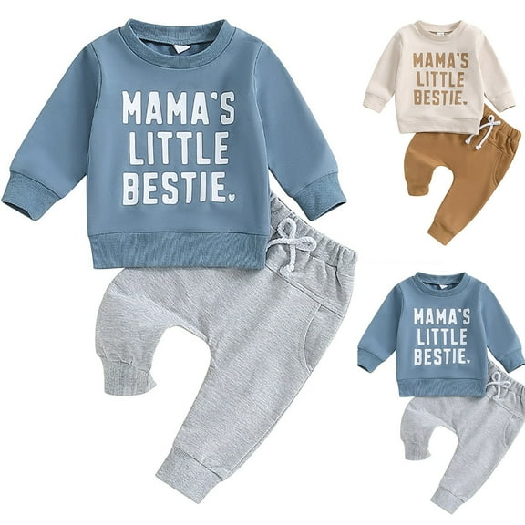 Mepaouo Toddler Baby Girl Clothes Kids 2Pcs Long Sleeve Sweatshirt Tops Joggers Pants Outfit Set Beige 18-24Month