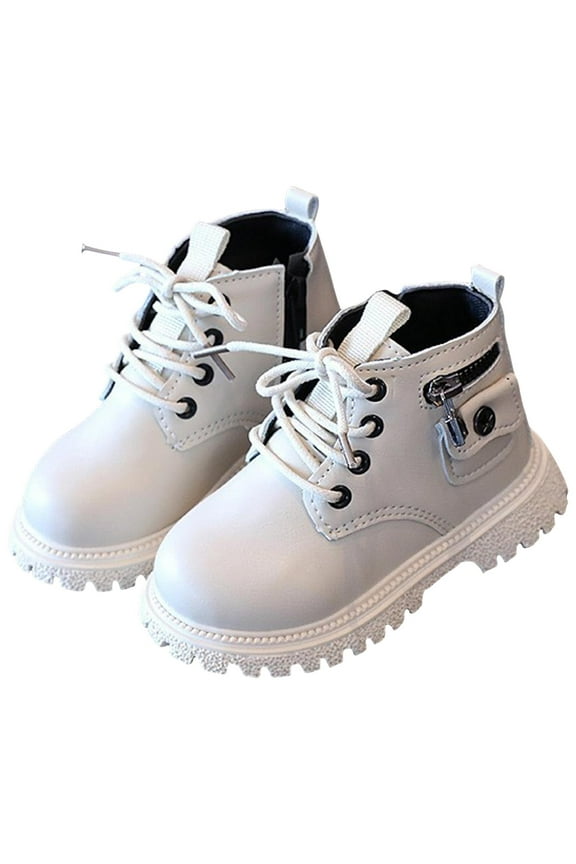 Toddler Boys Girls Boots Kids Hiking Work Ankle Booties Winter Snow Casual Combat Shoes Beige