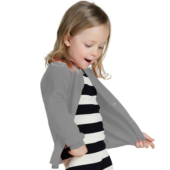 Mepaouo Toddler Boys Girls Cardigan Baby Long Sleeve Sweaters School Uniform Knit Tops Outwear Grey 3-4 Years