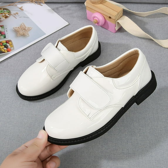 Mepaouo Toddler Boys Girls Dress Shoes Kids Classic School Uniform Oxford Loafer Flats(White,31)