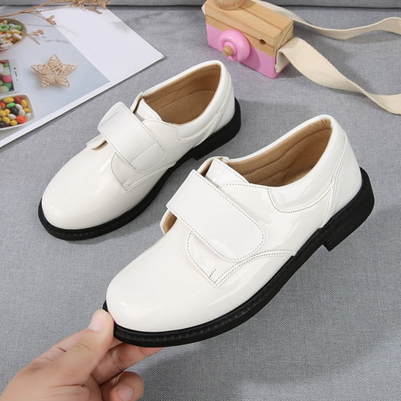 Mepaouo Toddler Boys Girls Dress Shoes Kids Classic School Uniform Oxford Loafer Flats(White,35)