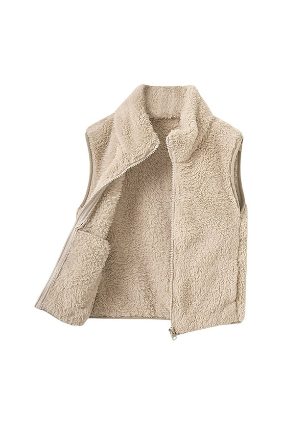 Toddler Boys Girls Fleece Vest Kids Sleevless Plush Jacket Winter Warm Waistcoat Outerwear