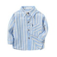 thumbnail image 1 of Mepaouo Toddler Boys Plaid Shirt Kids Long Sleeve Button Jacket Lapel Oxford Casual Dress Top Blue 6-8Year, 1 of 2