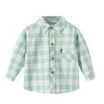 thumbnail image 1 of Mepaouo Toddler Boys Plaid Shirt Kids Long Sleeve Button Jacket Lapel Oxford Casual Dress Top Green 6-8Year, 1 of 2