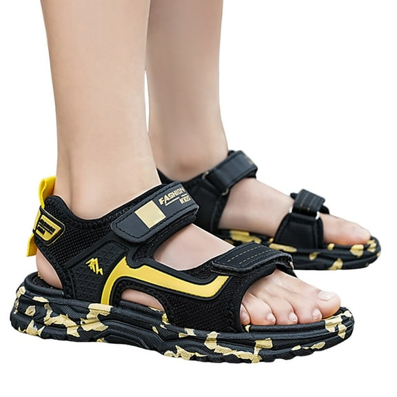 Mepaouo Toddler Boys Sport Sandals Double Adjustable Strap Lightweight Summer Walking Water Shoes 4-14Y