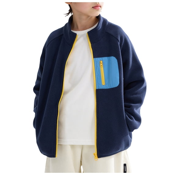 Mepaouo Toddler Fleece Jacket Kids Lightweight Outerwear Boys Girls Long Sleeve Fall Winter Coat Blue 11-12 Years