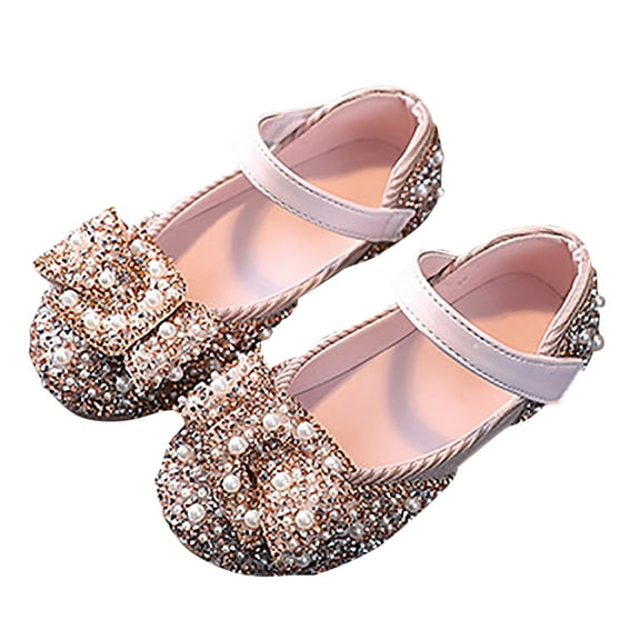 Mepaouo Toddler Flower Girl Dress Shoes Sequin Glitter Party School Wedding Ballet Flats Little Big Kid