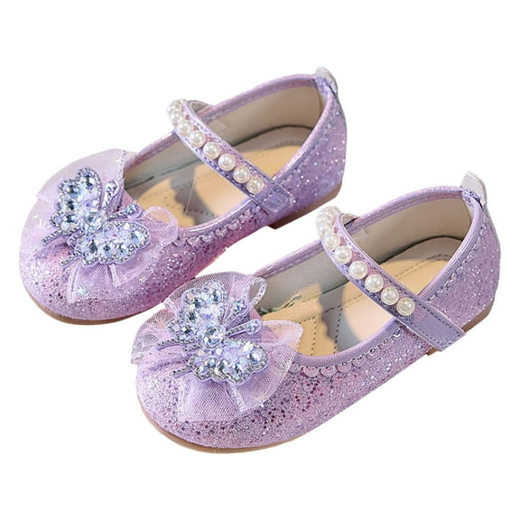 Mepaouo Toddler Girl's Dress Shoes Rhinestone Ballerina Mary Jane Wedding Party Ballerina Flats