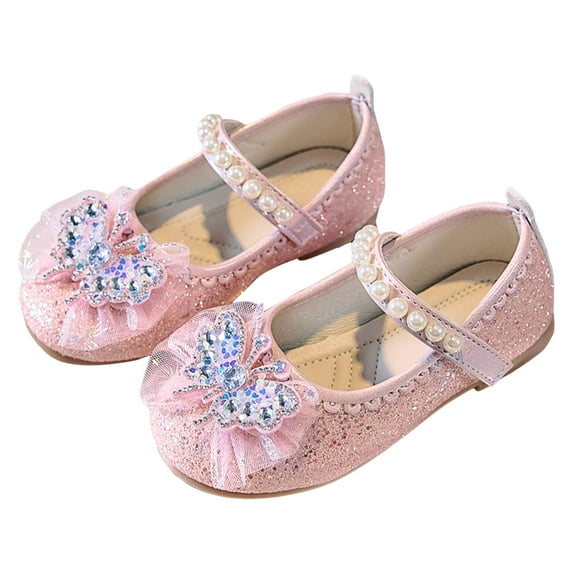Mepaouo Toddler Girl's Dress Shoes Rhinestone Ballerina Mary Jane Wedding Party Ballerina Flats