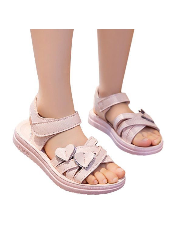Toddler Girls Sandals Soft Rubber Open Toe Princess Flats Baby Flower Walking Shoes 3-12Y