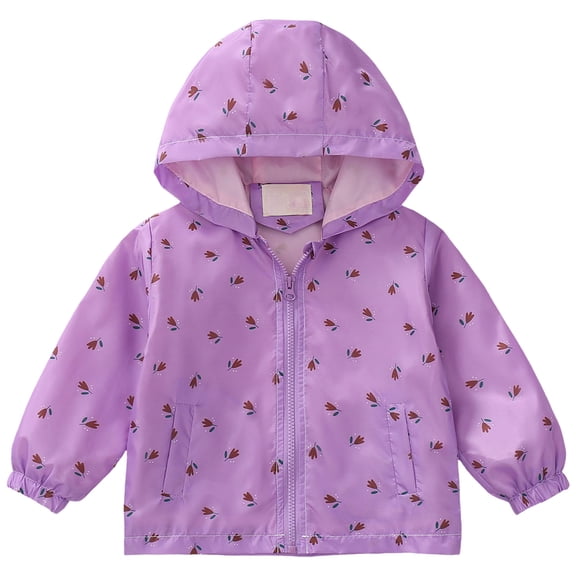 Mepaouo Toddler Hooded Jacket Baby Boys Girls Waterproof Fleece Winter Coat Clothes Zip up Outerwear Purple 2-3 Years