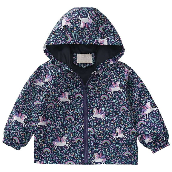 Mepaouo Toddler Jacket Boys Girls Waterproof Windbreaker Kids Cute Outerwear Fall Coat with Zipper Navy 2-3 Years