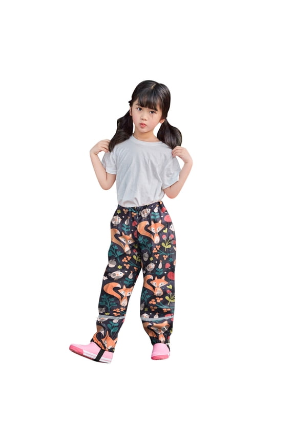 Toddler Rain Pants Kids' Lightweight Waterproof Trousers Outwear Bottoms for Boys Girls Black 2-3 Years