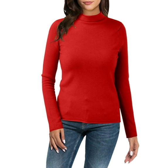 Mepaouo Turtleneck Thermal Shirt for Women Long Sleeve Fashion Basic Layering Pullover Tops(Red,2XL)